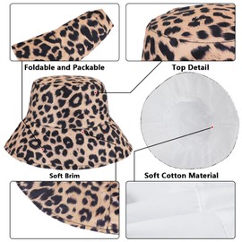 AYPOW Bucket Hats Women Reversible Cotton Fisherman Hat, Packable Reversible Double-Side-Wear Ladies Summer Beach Sun Hats, Lightweight Wide Brim UV Protection Sun Cap for Camping Walking Hiking