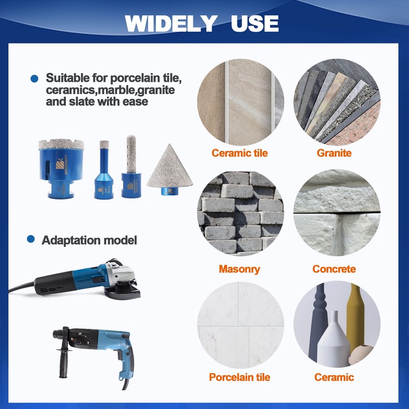 Diamond Core Drill Bit Set for Porcelain Tile Ceramic Marble