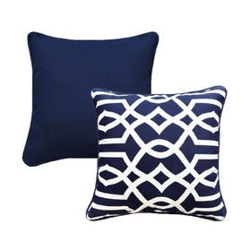 HER HWA Outdoor Reversible Pillow Covers ONLY, 18x18 Inches, Pack of 2 – Waterproof, Smooth Zipper, Dual-Sided Color Matching, Durable Polyester for Outdoor/Indoor Decor (Navy Lattice)