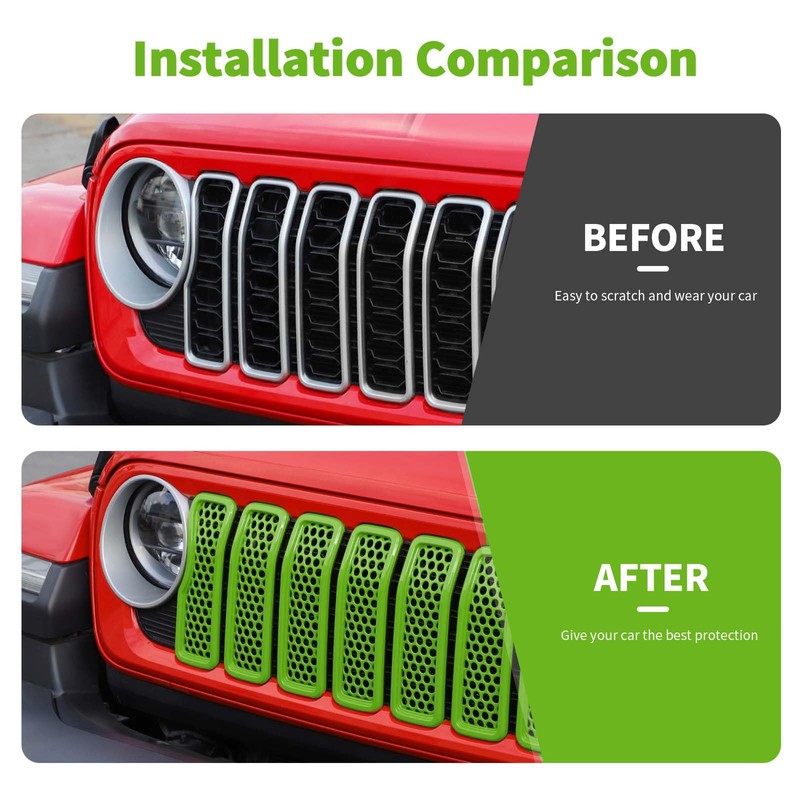 SQQP Front Grill Insert Mesh Grille Inserts Cover Kit 7Pcs