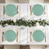 30Pcs Green Striped Paper Plates, Scalloped, Minimalist, 9 In