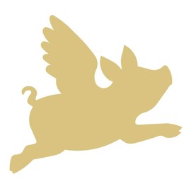 Flying Pig Cutout Unfinished Wood Farm Kids Room Party MDF Shape Canvas Style 1 (18")