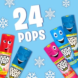 Push Pop Halloween Candy Variety Pack, 24Ct Bulk Individually Wrapped Lollipops for Party Favors in Assorted Flavors, Full Size, Fun Hard Candy For Birthday, Trick or Treat, Halloween Bowls, Gifts