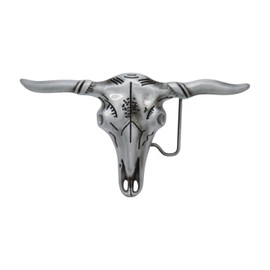 Men Women Fashion Belt Buckle Silver Metal Texas Long Horns Cow Skull Bull z092