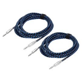 MECCANIXITY 2 Pcs Guitar Instrument Cable, 20 Feet 1/4 Inch to 1/4 Inch Straight to Straight Angle Electric Guitar Jack Cable Wire for Guitar Bass, Black Blue