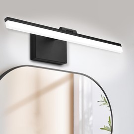 ECO-WILL 31.5 Inch Modern LED Bathroom Vanity Light Bar, 18W IP44 Black Mirror Lighting Fixture Over Mirror, 330° Rotatable 6000K Morden Picture Lights for Paintings, Led Bathroom Lighting