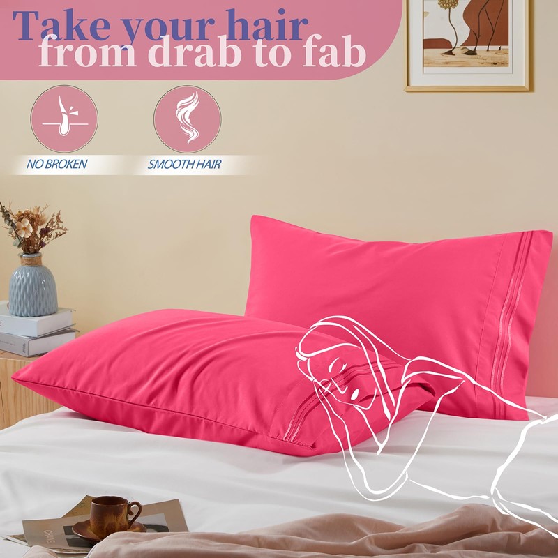 Vonty 2 Pack Standard Pillow Cases - 20x26 Inch, 1800