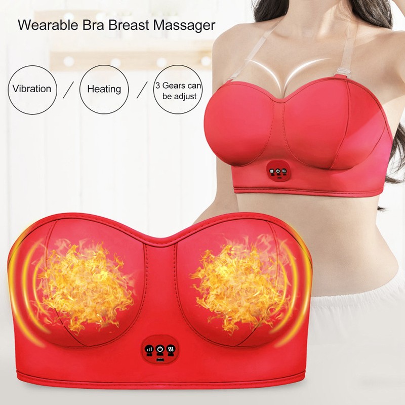 Breast Massage Machine Hot Compress Vibration Wearable Chest Massage Device