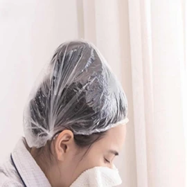 Disposable Hair Cap 100-Count Sanitary Vinyl Hair Cap Transparent Hair Cap 100-Count 3ea