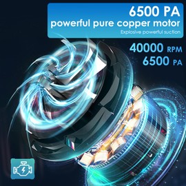 Unipampa Handstaubsauger kabellos akku, Wiederaufladbarer Tragbarer autostaubsauger 6500Pa, handsauger mit Waschbar HEPA-Filter für Auto Zuhause Wohnmobil Tierhaare