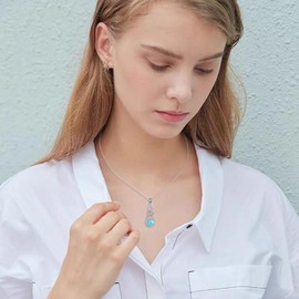 ONEFINITY Celtic Knot Turquoise Necklace Sterling Silver Turquoise Irish Pendant Necklace Turquoise Jewelry Gifts for Women