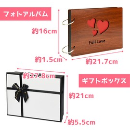 Wooden Photo Album Scrapbooking Gift Box Included Birthday Anniversary Gift (Full Love)