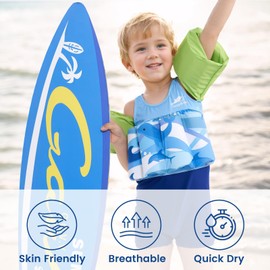 Gogokids Toddler Floaties, One Piece Swimsuit with Bulit-in Floatation and Arm Wings for Boys and Girls 20-50 lbs, Kids Swim Vest