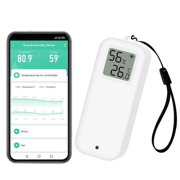 Digital Smart Thermometer Hygrometer, WiFi Temperature and Humidity Sensor with