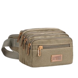 Fanny Pack for Men & Women, Multi-Pockets Zipper ​Pockets Waist Bag, Belt Bag for Running Cycling Travel Walking Hiking Fishing Camping (Brown)