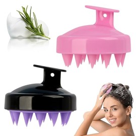 2 Cepillos para Shampoo, Cepillo de Silicona para Cuero Cabelludo | Alcanza Fácilmente las Raíces, Limpia y Masajea el Cuero Cabelludo y Ayuda a Estim