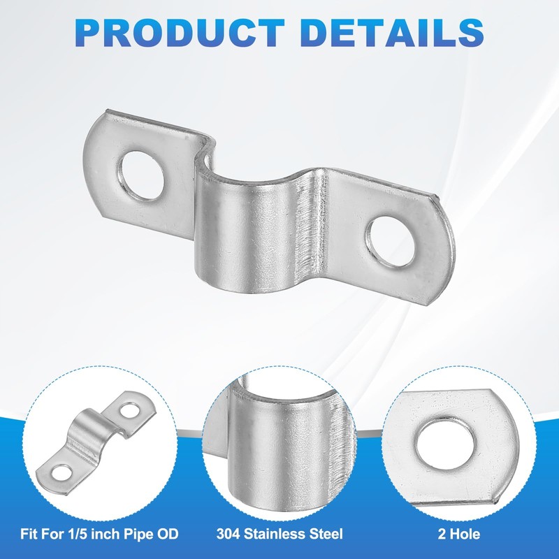 PATIKIL 10mm Rigid Pipe Strap, 12 Pcs 304 Stainless Steel