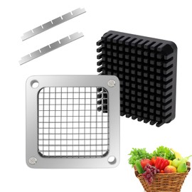 KELEYU 1/4‘’Replacement Chopper Blade,Commercial Vegetable Chopper Dicer Stainless Steel Blade and Pusher Block for Fruit Cutting Machine Tomato onion French Fries Cutter
