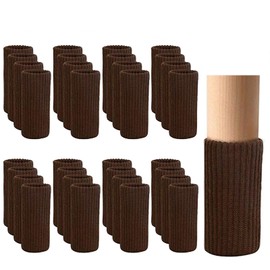 32 Pcs Chair Leg Protectors for Hardwood Floors - Furniture Leg Socks to Avoid Scratches, Elastic Knitted Chair Leg Floor Protectors for Moving Easily and Reduce Noise, Brown