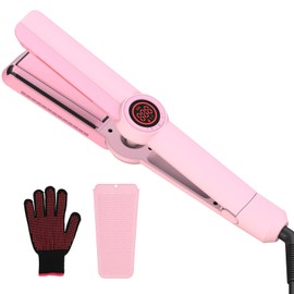 GLOBLWING Flat Iron Hair Straightener Professional 3D Floating Ceramic Plates with Traval Dual Voltage, Negative Ion, LED Display & Auto Shut-Off for Smooth, Shiny, Frizz-Free Hair