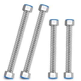 Flex Hose 1/2 Inch, Pack of 4 304 Stainless Steel Tap Hose G1/2 Inch x G1/2 Inch Reinforced Hose Flex Hose for Tap Bathroom Toilet (20 cm / 30 cm)
