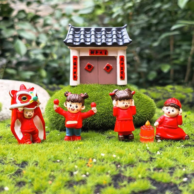 Pinenjoy 21Pcs Miniature Chinese New Year Figurines Mini Spring Festival