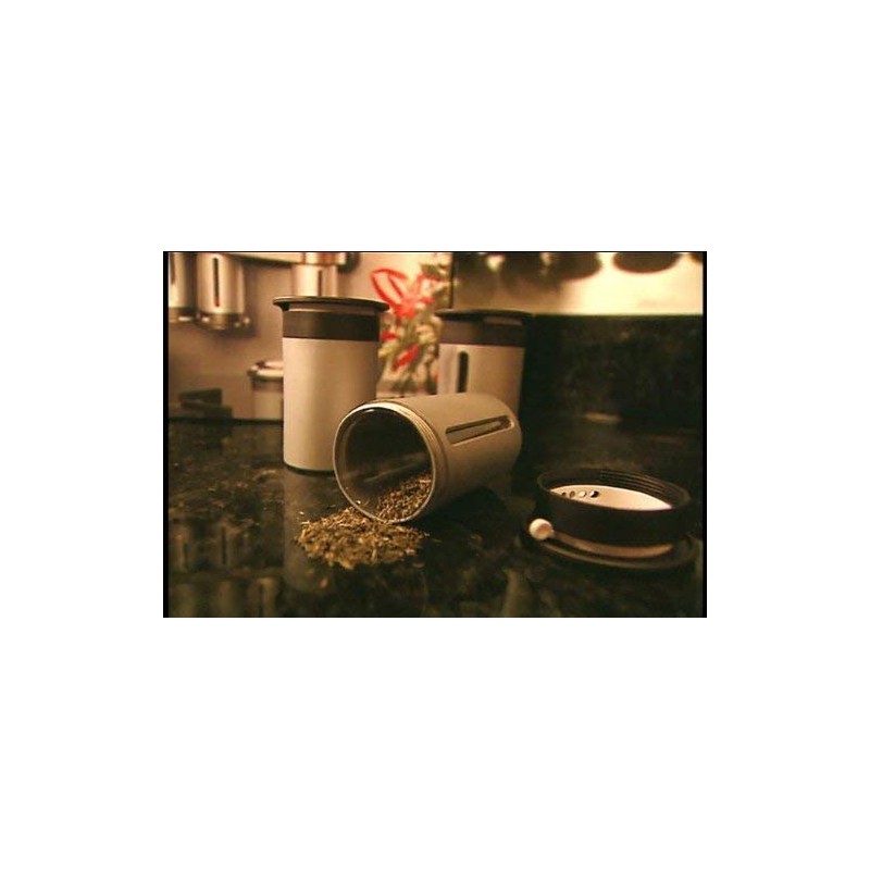 Zevro Powder Coated Metal Magnetic Spice Stand 6 Canisters, Silver/