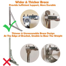 CLT Shelf Bracket 16” x 12" Max Load: 550 lb Heavy Duty Stainless Steel Solid Shelf Support Corner Brace Joint Right Angle Bracket, Space Saving DIY Bracket Pack of 2