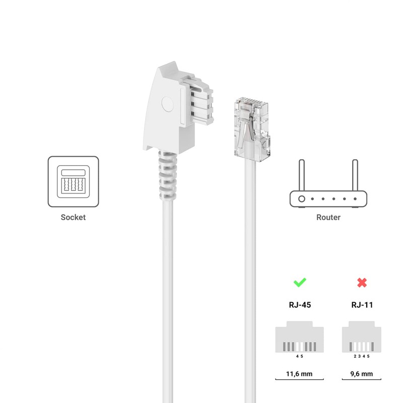 deleyCON 0.5 m Router Cable TAE-F to RJ45 (8P2C) Connection