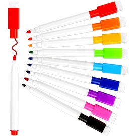 FINGOOO Magnetic Dry Erase Markers, 18 Pieces 9 Colors Fine Tip Point Dry Erase Pen with Erasers White Board Markers for Kids Teachers