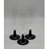 30 x Plastic Champagne Glasses Flutes Black Stems - Perfect