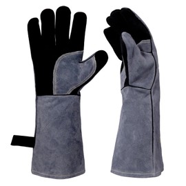 Iuhkjnuh large 16 Inches,932℉,Leather Forge Welding Gloves, Heat/Fire Resistant,Mitts for BBQ,Oven,Grill,Fireplace,Tig, Beekeeping,Mig,Baking,Furnace,Stove,Pot Holder,Animal Handling Glove.