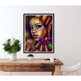 Paint by Numbers for Adults African Women, DIY Oil Painting Black Tribes Acrylic Paint by Number Kits for Kids Adults Beginner for Home Wall Decor 16x20 inch