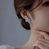 Atentuyi Wedding Flower Crystal Stud Earrings Silver Petal Cz Earrings