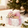 2.5 Inches Light Pink Mesh Glitter Wired Ribbon 10 Yards