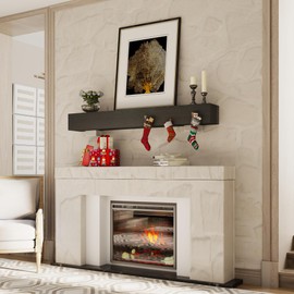 Heimlove Fireplace Mantel 48 Inch,Floating Fireplace Mantel Wood Shelf,Wall Mounted Rustic Wood Display Shelf for Home Decor,Rustic Traditional,Farmhouse Fireplace Mantel | 48"x 8"x 6"-Dark Grey