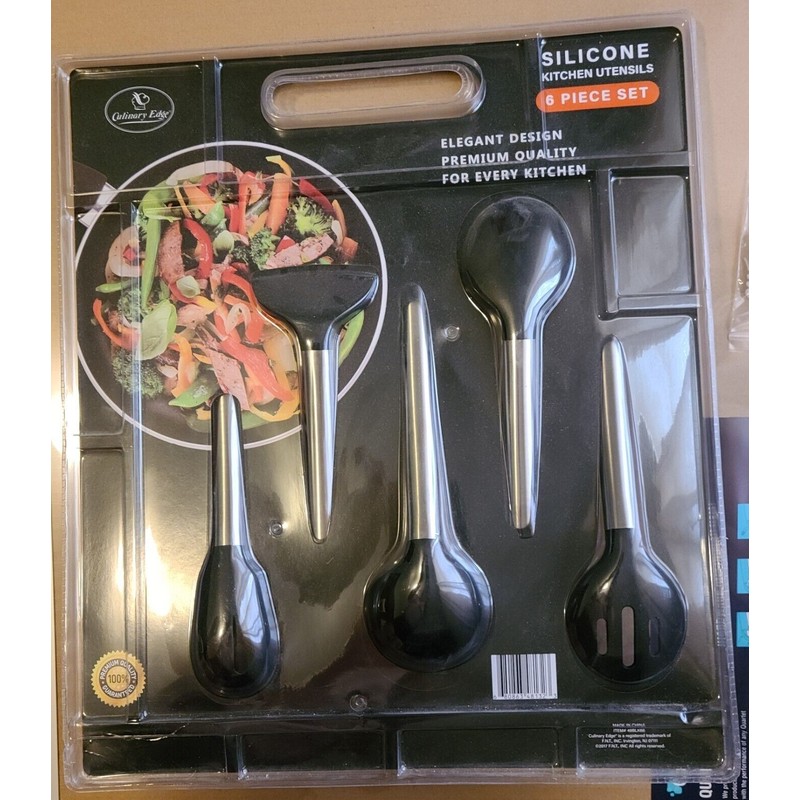 Kitchen Culinary Edge 48BLK66 6 piece silicone and stainless steel