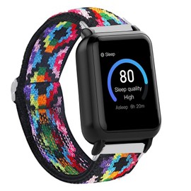 Compatible for 3Plus Vibe Plus Band, Lamshaw Stretch Elastics Nylon Adjustable Replacement Strap Accessories Compatible for 3Plus Vibe Plus/Vibe + Smartwatch (Aztec Style Colorful)