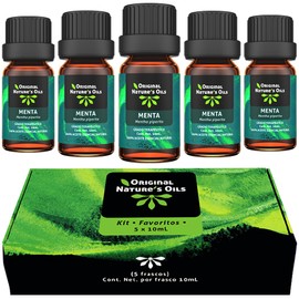 ORIGINAL NATURE'S OILS Kit de 5 aceites Esenciales de Menta para difusor y Aromaterapia