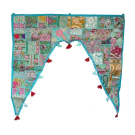 Rastogi Handicrafts Patchwork Embroidered Window Valence Door Hanging Bandhanwar Toran Home Decorative (TERQUISE)