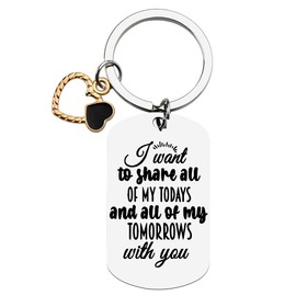 Long Distance Relationship Gifts for Couples Keychain Gifts for Boyfriend Girlfriend Anniversary Birthday Gifts for Husband Wife I Want to Share All of My Todays and Tomorrows With You Keychain Gift
