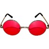 Round Retro Vintage Circle Style Sunglasses Red Lens Metal Frame