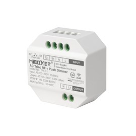 LIGHTEU, Milight Miboxer TRIAC Dimmer Module RF + Push Control for Lamps and Dimmable LED Spotlights AC 100-240V Trailing Edge Dimmer, TRI-C1