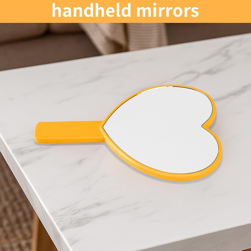 TBWHL Heart-Shaped Travel Handheld Mirror, Cosmetic Hand Mirror with Handle,