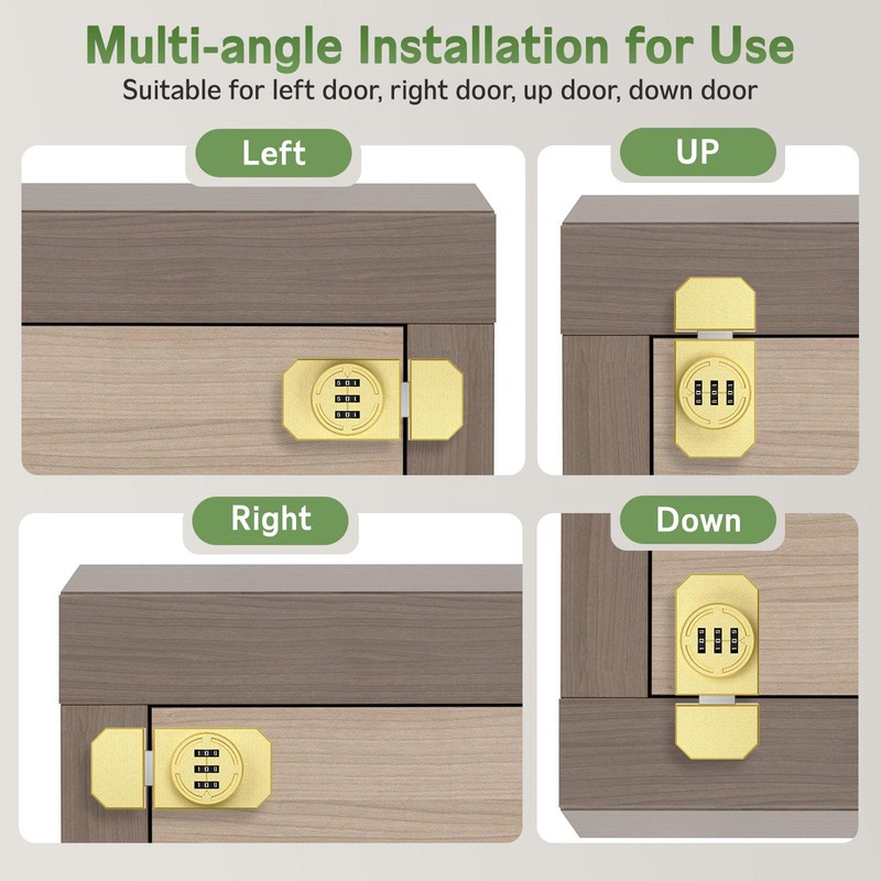 MeBantoo Keyless 3-Digit Combination Lock, Mechanical Stick-on Drawer Latch, Security
