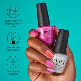 OPI Nail Lacquer Nail Polish | Opaque Bright Red Shimmer Chip Resistant Nail Polish | Fast Drying, Streak Free