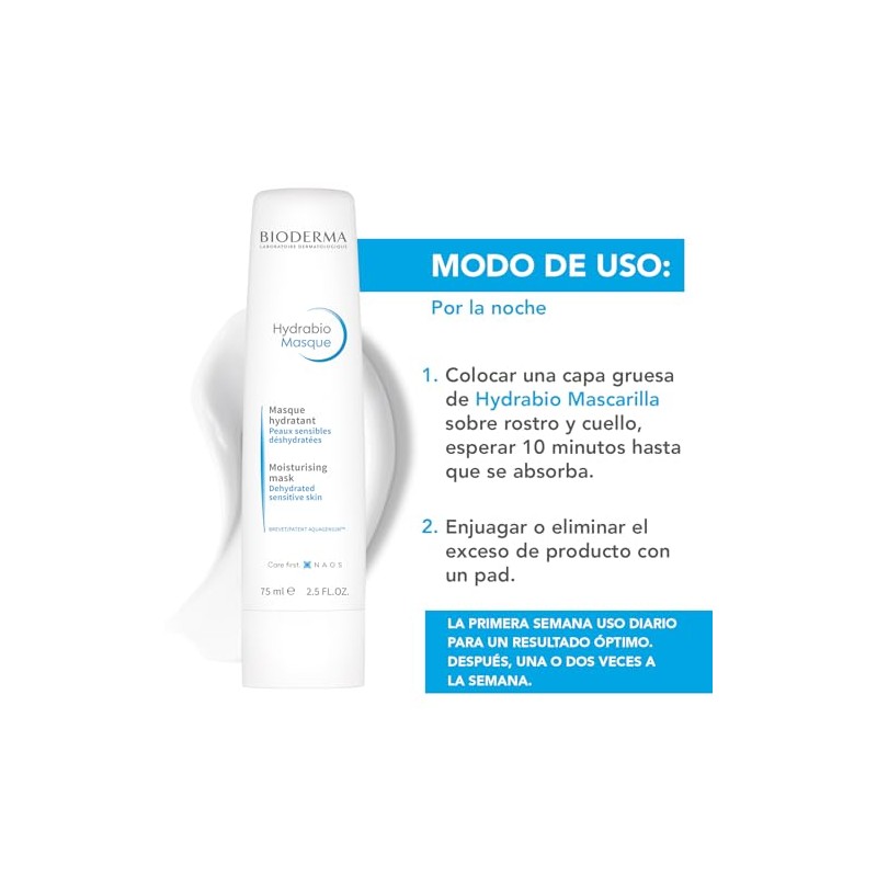 BIODERMA, Hydrabio Mascarilla Hidratante, Nutre y Calma, Hidratacin Intensa, Skincare