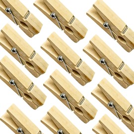 Surco Wooden Clothes Pegs with Metal Coil Spring for Firm Grip, Contoured to Prevent Marks - 50 Pegs for Indoor & Outdoor Laundry, Camping, Crafting, DIY