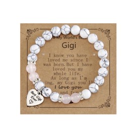 Kivosliviz Gigi Gifts for Mothers Day Jewelry Grandson Grandkids Women Present Gigi Beaded Bracelet