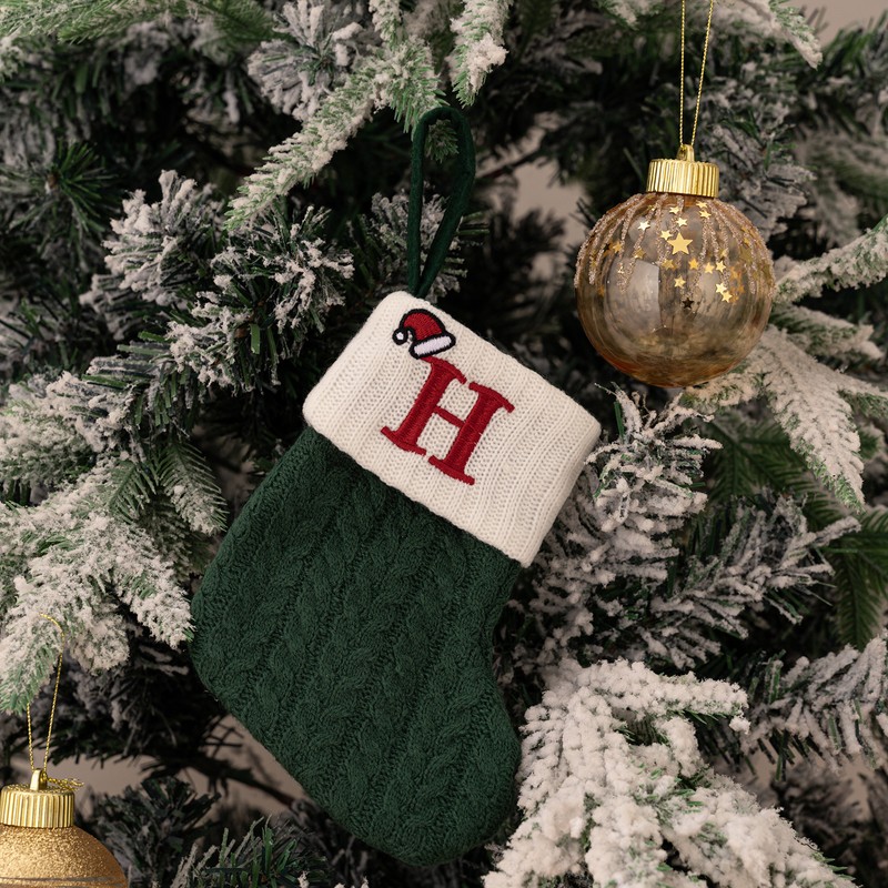 Christmas Stocking – Green A-Z Letter Hanging Christmas Stockings, Christmas